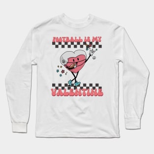 Retro Football Valentine Shirt, Valentines Day Football Gifts, Football Heart Player Long Sleeve T-Shirt